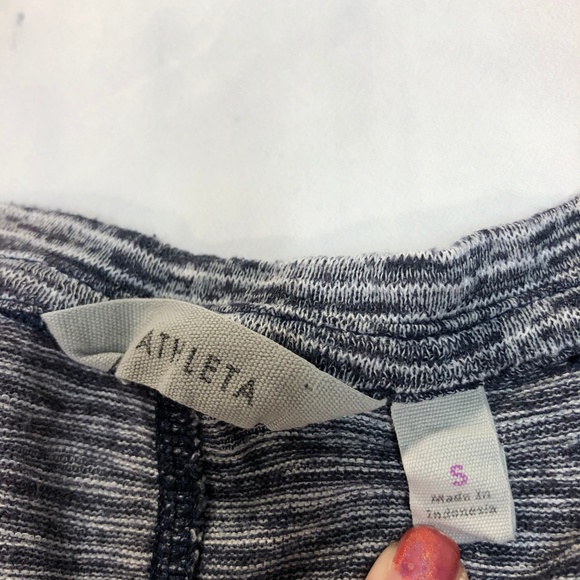 Athleta Grey Stripe Breezy Top Short Sleeve Tee - Picture 5 of 8